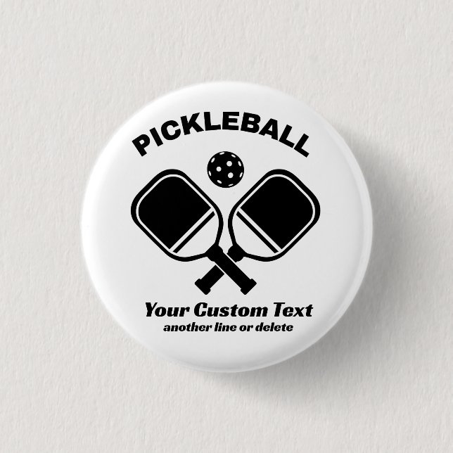 Chapa Redonda De 2,5 Cm Pickleball Club Paddle & Ball Personalizado (Anverso)