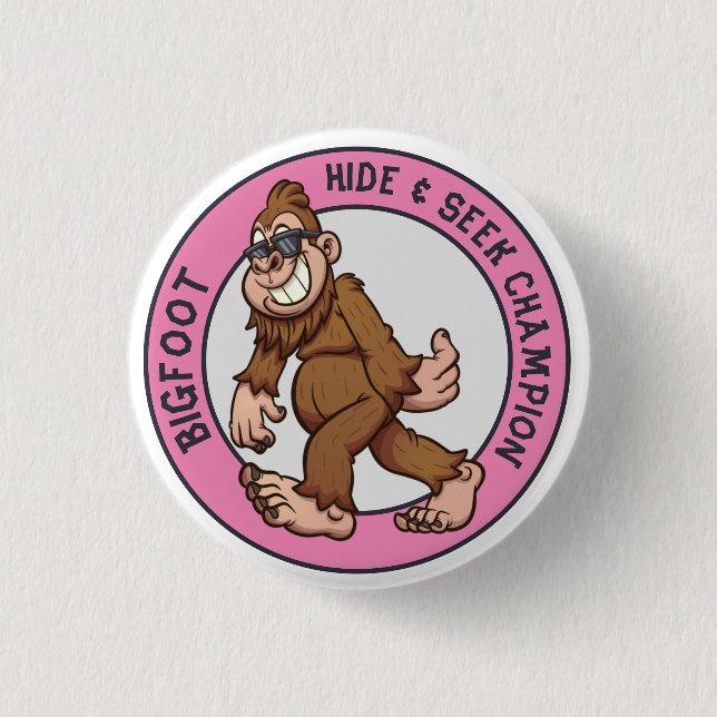 Chapa Redonda De 2,5 Cm Pie grande | Sasquatch (editable) (Anverso)