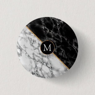 Chapa Redonda De 2,5 Cm Piedra de mármol blanco y negro a la moda -agrega