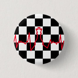 Chapa Redonda De 2,5 Cm Pieza de juego Queen Pulse de ajedrez Lover Heart