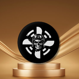 Chapa Redonda De 2,5 Cm Piloto de cráneo y hélice de avión, Minimalista, n