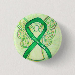 Chapa Redonda De 2,5 Cm Pin Angel Ribbon