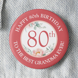 Chapa Redonda De 2,5 Cm Pin de cumpleaños de Peony personalizado