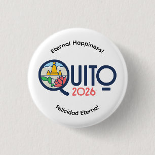Chapa Redonda De 2,5 Cm Pin de la Convención Internacional de Quito Ecuado