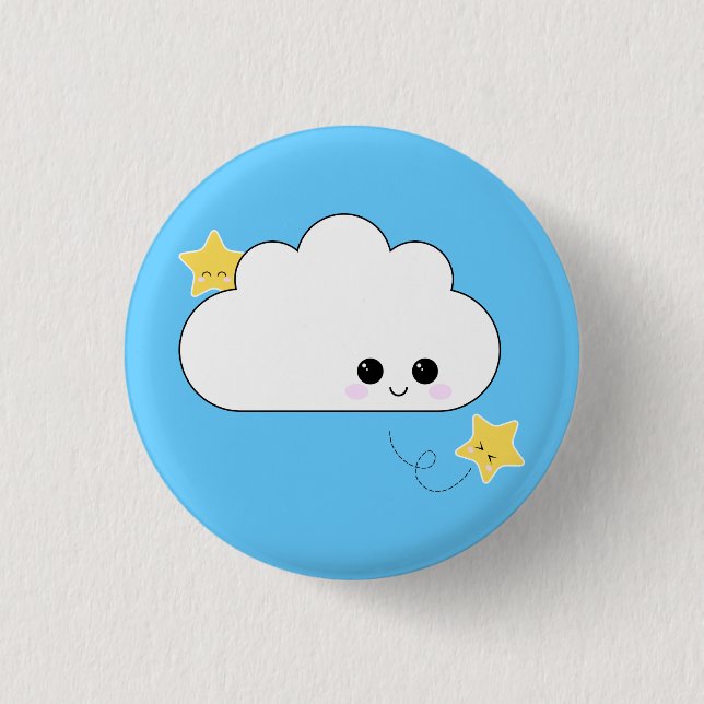 Chapa Redonda De 2,5 Cm Pin de la nube de Kawaii Kokeshi (Anverso)
