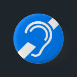 Chapa Redonda De 2,5 Cm Pin de la solapa - Símbolo sordo internacional<br><div class="desc">Ésta es una manera discreta de dejar a gente saber que usted tiene problemas de la audiencia.  ¡Si no la consiguen que usted sea sordo o duro-de-audiencia,  apenas señale al perno!</div>