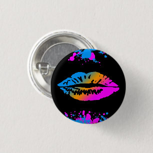 CHAPA REDONDA DE 2,5 CM PIN DE LABIOS DE AMOR SPLATTER NEW WAVE VINTAGE RE