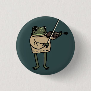 Chapa Redonda De 2,5 Cm Pin de música de violinista rana