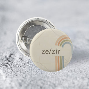 Chapa Redonda De 2,5 Cm Pin de orgullo LGBTQ Minimalista Moderna Ze/Zir