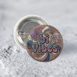 Chapa Redonda De 2,5 Cm Pin de Orgullo LGBTQ Vibes Retro Bi