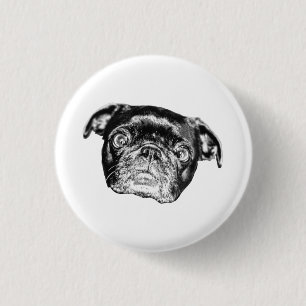 Chapa Redonda De 2,5 Cm Pin de Pug Festivo con Sombreado