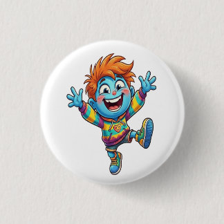 Chapa Redonda De 2,5 Cm Pin Decorativo Niño Azul Feliz Alegría y Energía P