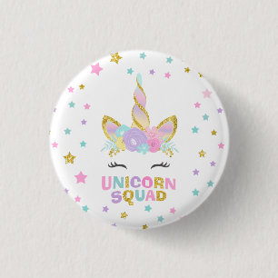 Chapa Redonda De 2,5 Cm Pin del favor del unicornio del pelotón del