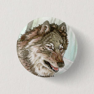 Chapa Redonda De 2,5 Cm Pin del ilustracion del lobo gris