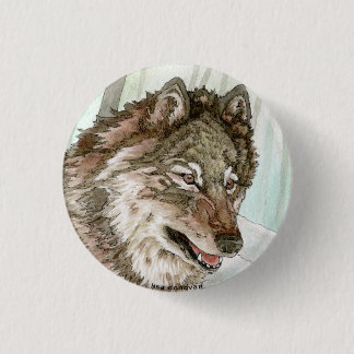 Chapa Redonda De 2,5 Cm Pin del ilustracion del lobo gris