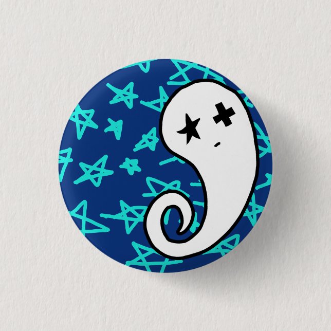 Chapa Redonda De 2,5 Cm Pin estrellado del fantasma (Anverso)