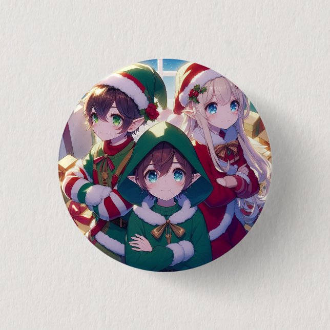 Chapa Redonda De 2,5 Cm Pin niños Navidad (Anverso)