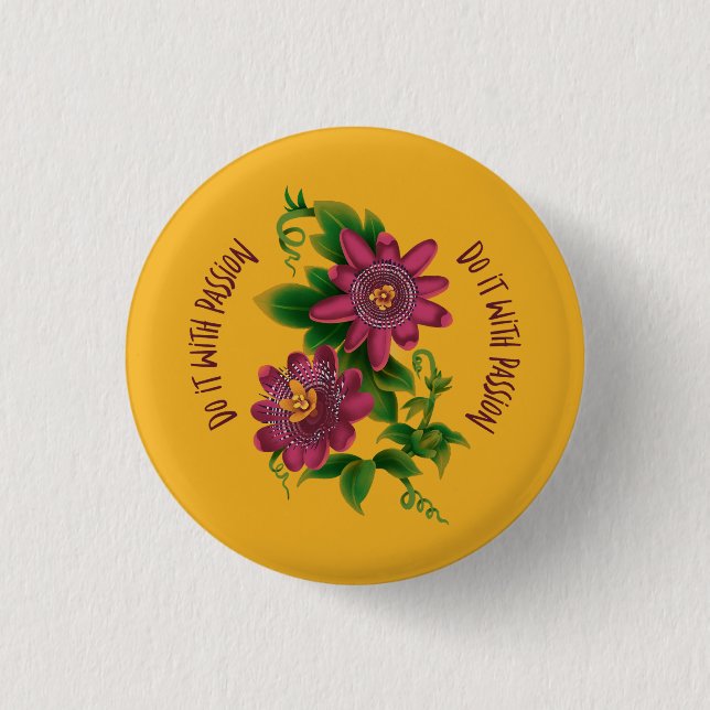 Chapa Redonda De 2,5 Cm Pin Yellow Do It With Passion (Anverso)