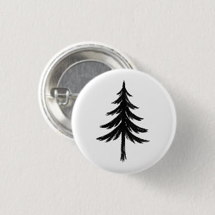 Chapa Redonda De 2,5 Cm Pincel de Tinta Árbol de hoja perenne – Diseño de