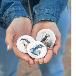 Chapa Redonda De 2,5 Cm Pingüino acuático de tonos de sol, personalizado