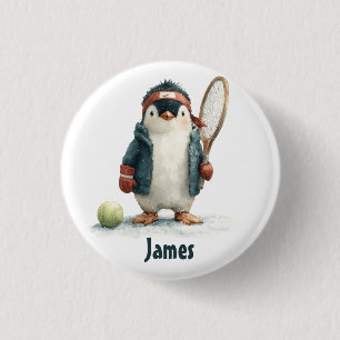 Chapa Redonda De 2,5 Cm Pingüino de tenis infantil personalizado de invier