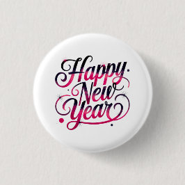 Chapa Redonda De 2,5 Cm Pink and Black New Year 2026 Script Badge