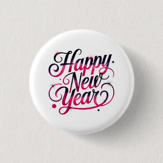 Chapa Redonda De 2,5 Cm Pink and Black New Year 2026 Script Badge