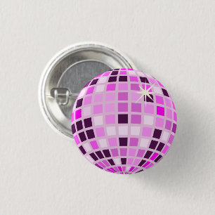 Chapa Redonda De 2,5 Cm Pink Lilac Purple Retro Moderno Disco Ball