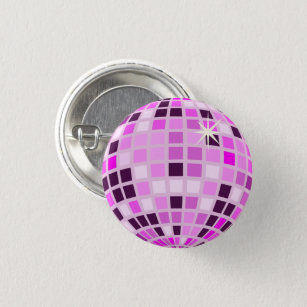 Chapa Redonda De 2,5 Cm Pink Lilac Purple Retro Moderno Disco Ball