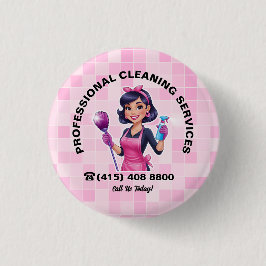 Chapa Redonda De 2,5 Cm Pink Maid Janitorial Cleaning Service