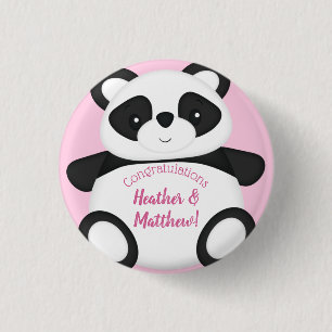 Chapa Redonda De 2,5 Cm Pink Panda Bear Baby Shower