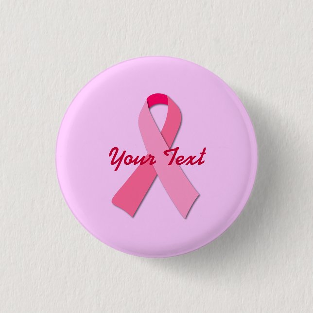 Chapa Redonda De 2,5 Cm Pink Ribbon with Custom Text (Anverso)