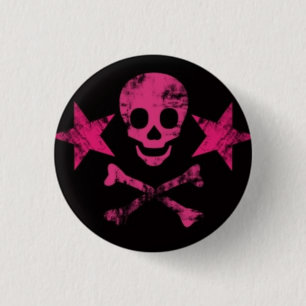 Chapa Redonda De 2,5 Cm pink-skulls2