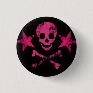 Chapa Redonda De 2,5 Cm pink-skulls2