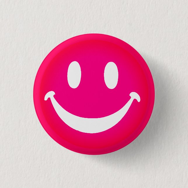 CHAPA REDONDA DE 2,5 CM PINK SMILEY (Anverso)