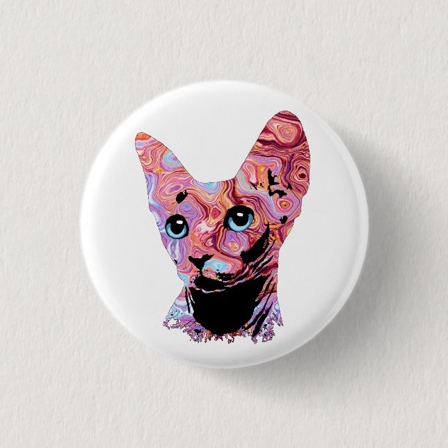 Chapa Redonda De 2,5 Cm Pinky Sphynx Cat 683 (Anverso)