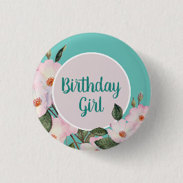 Chapa Redonda De 2,5 Cm Pintado botánico de Watercolor Roses Rosa Ballerin