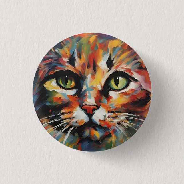 Chapa Redonda De 2,5 Cm Pintura de gato (Anverso)
