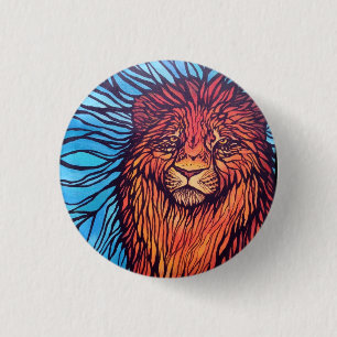 Chapa Redonda De 2,5 Cm Pintura del león de Tiffany