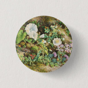 Chapa Redonda De 2,5 Cm Pintura floral de petunias vintage bonitas