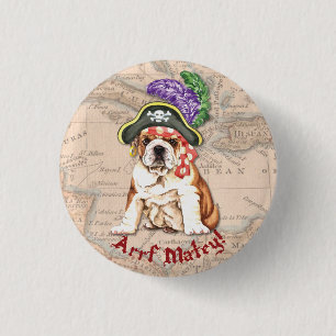 Chapa Redonda De 2,5 Cm Pirata bulldog