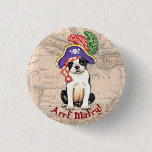 Chapa Redonda De 2,5 Cm Pirata de Boston Terrier