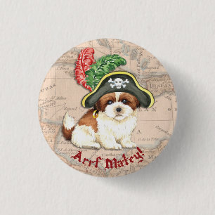 Chapa Redonda De 2,5 Cm Pirata Shih Tzu