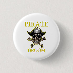 CHAPA REDONDA DE 2,5 CM PIRATE SKULL GROOM GOLD
