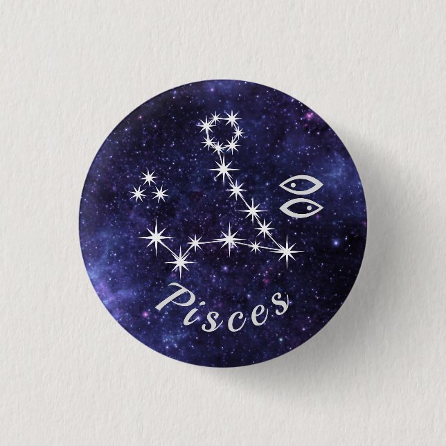 Chapa Redonda De 2,5 Cm Pisces Badge, Zodiac Horoscope Badge (Anverso)