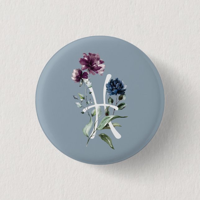 Chapa Redonda De 2,5 Cm Pisces Zodiac Glyph (Anverso)