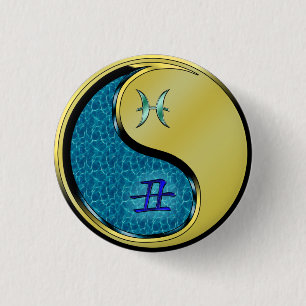Chapa Redonda De 2,5 Cm Piscis y Buey de Metal