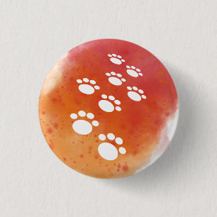 Chapa Redonda De 2,5 Cm Pistas de garras de perro de color acuático