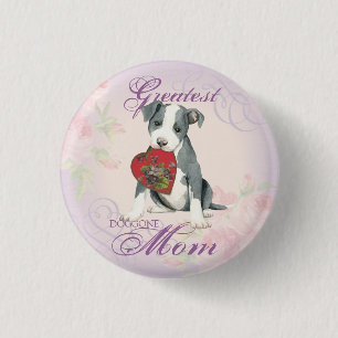 Chapa Redonda De 2,5 Cm Pit Bull Heart Mom