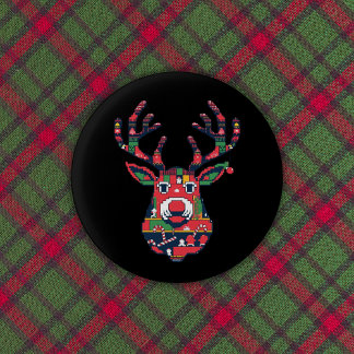 Chapa Redonda De 2,5 Cm Pixel Reindeer Retro Ugly Sweater Button